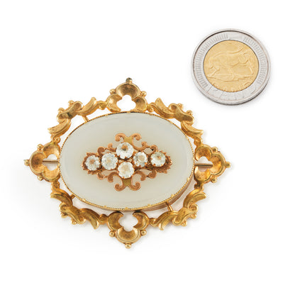 Victorian Agate Pinchbeck Brooch
