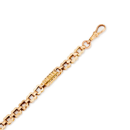 Gorgeous Victorian rose gold fancy link bracelet with a dog-clip.