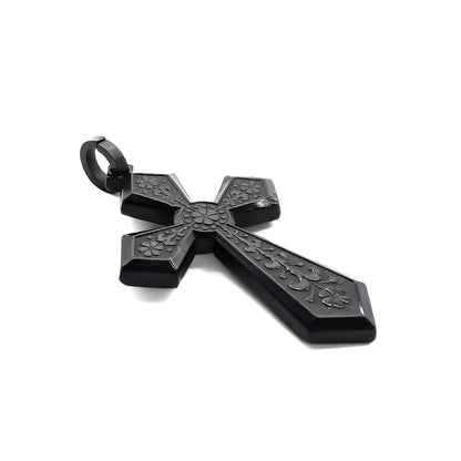 Large beautifully carved Victorian jet cross pendant.