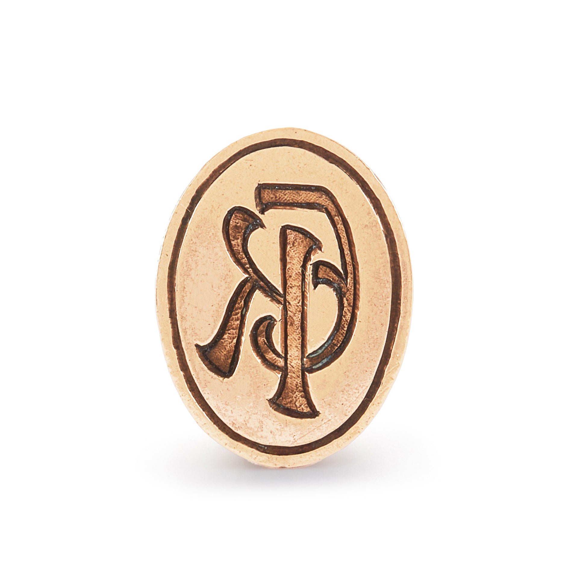 Charming Victorian rose gold-cased fob seal with fancy script initials and ornate detail.