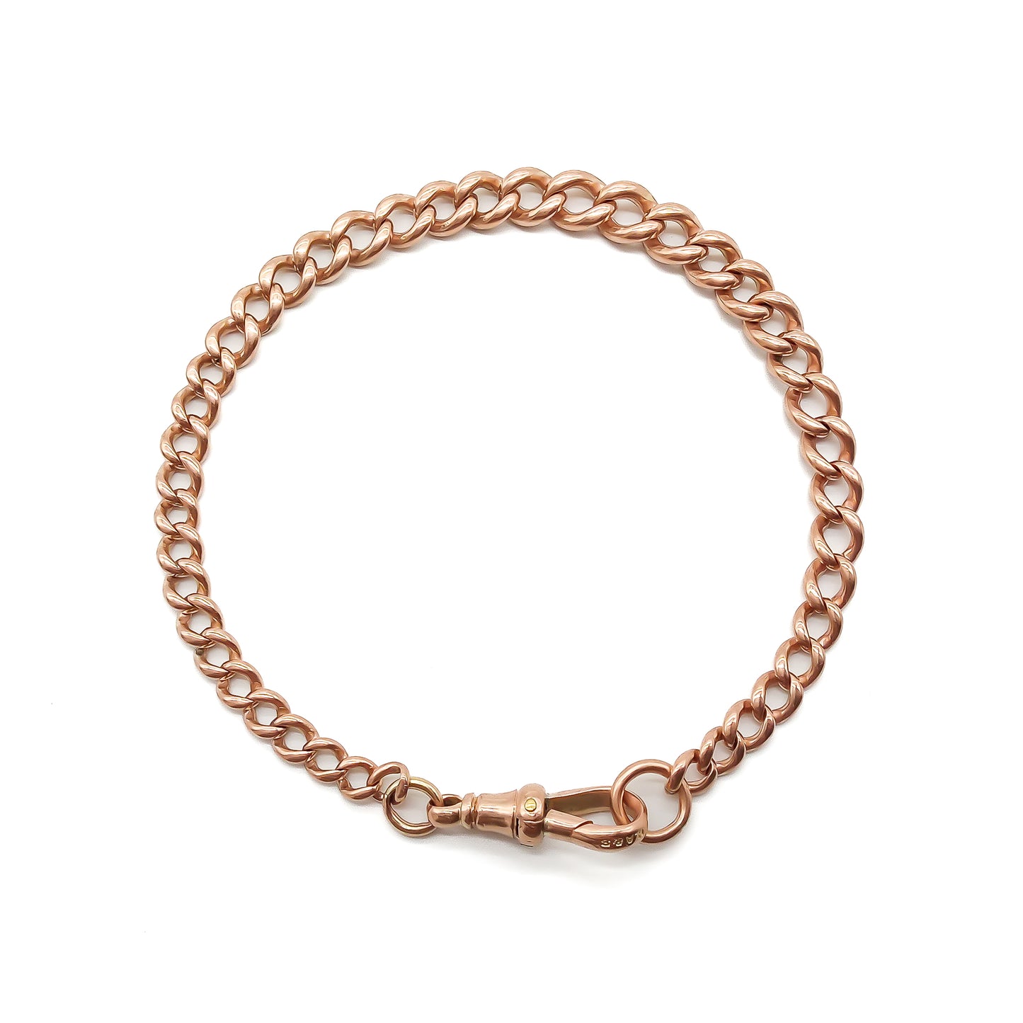 Classic Victorian 9ct rose gold graduated curb link bracelet.