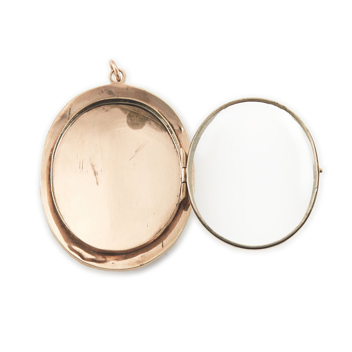 Exquisite Victorian rolled rose gold picture locket set with a beautiful selection of deep red Bohemian garnets.