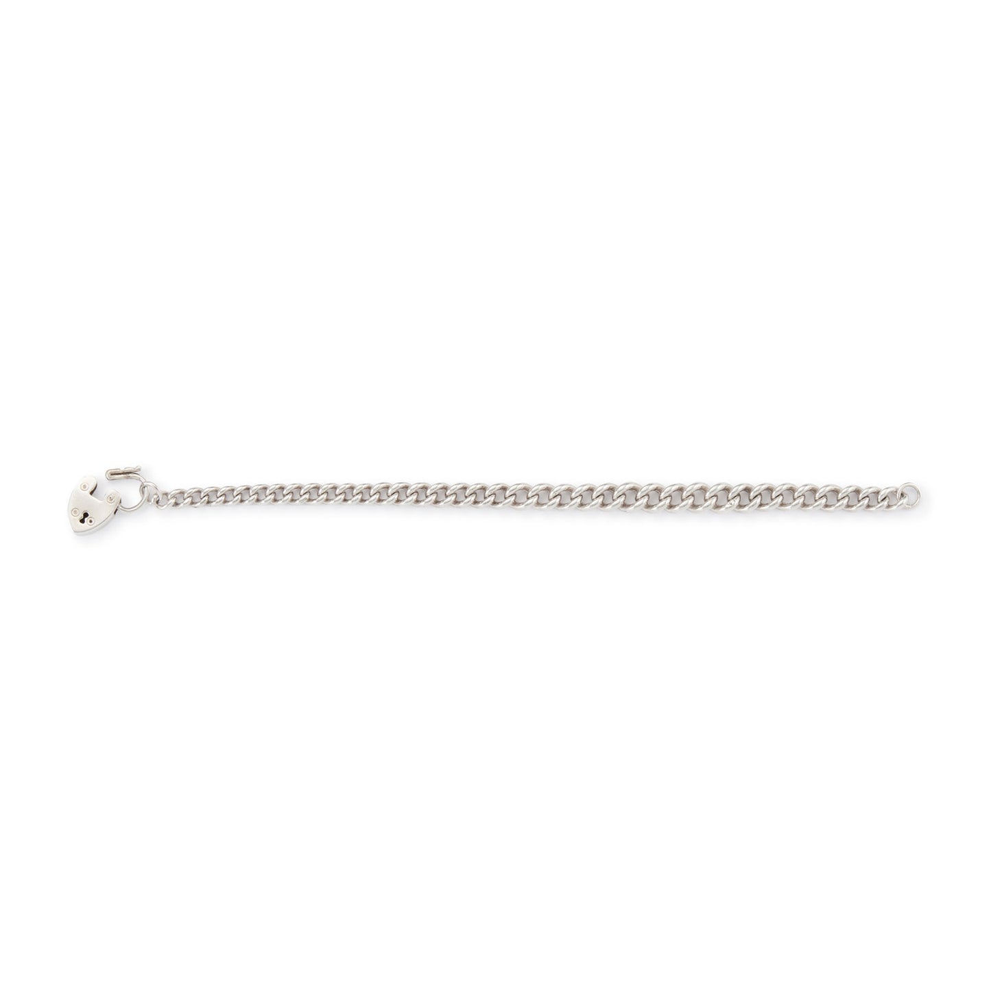 Classic silver Victorian curb link bracelet with solid, graduated links and a padlock. Every link is stamped.