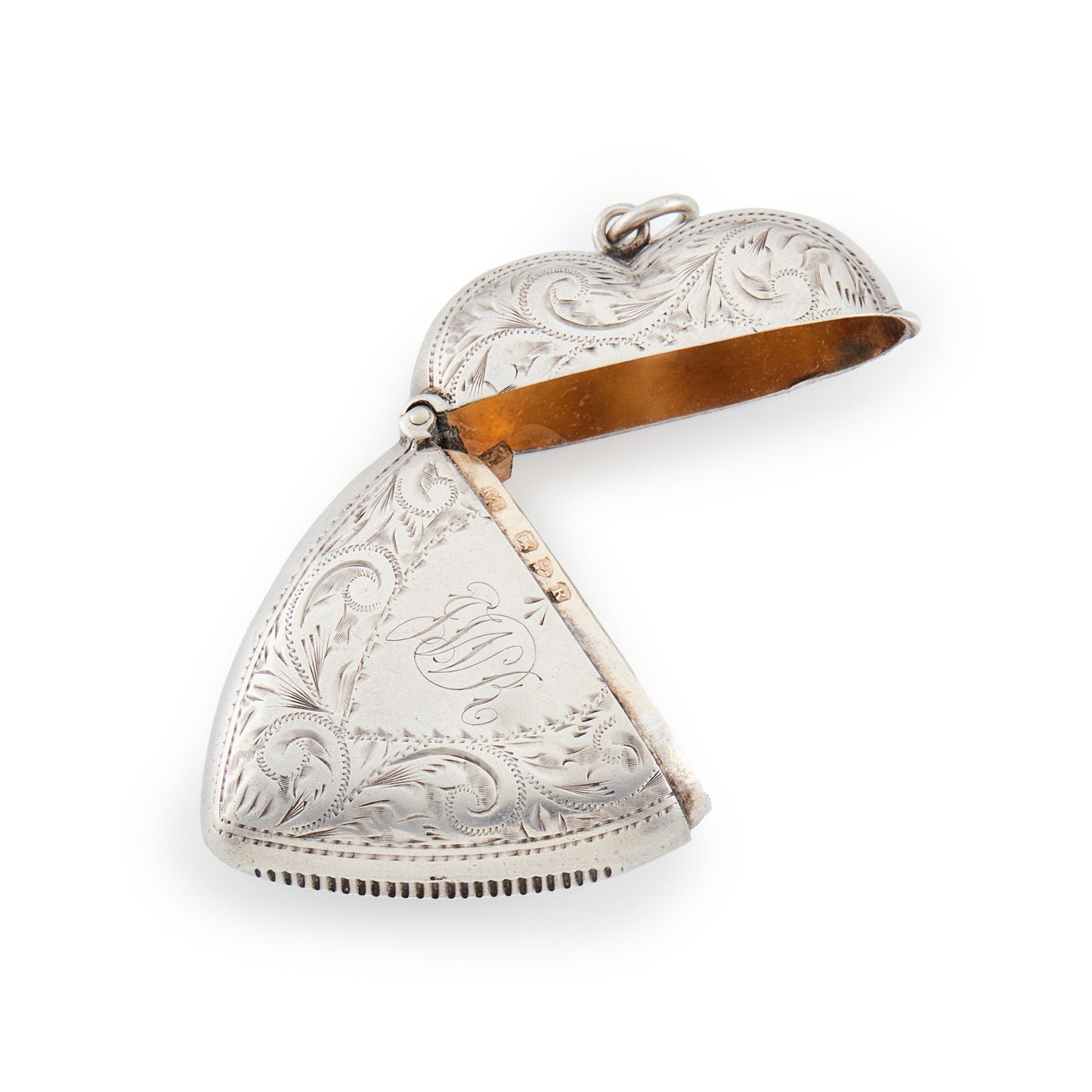 Beautifully engraved Victorian silver heart shaped vester locket.