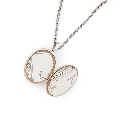 Beautifully engraved Victorian silver locket on an ornate silver chain with a barrel clasp.