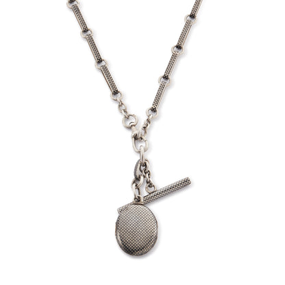 Victorian Silver Niello Fob Watch Chain with Locket