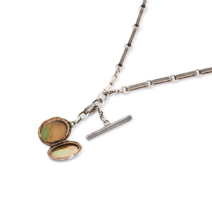 Victorian Silver Niello Fob Watch Chain with Locket