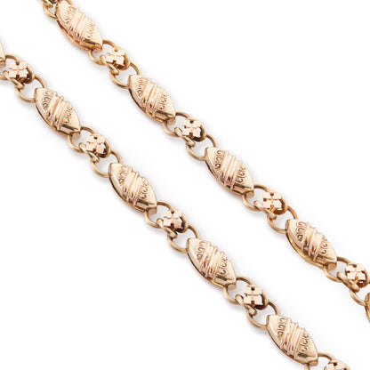 Stunning Victorian 15ct rose gold reversible ornate link chain. One side has exquisite detail and the reverse side is plain.