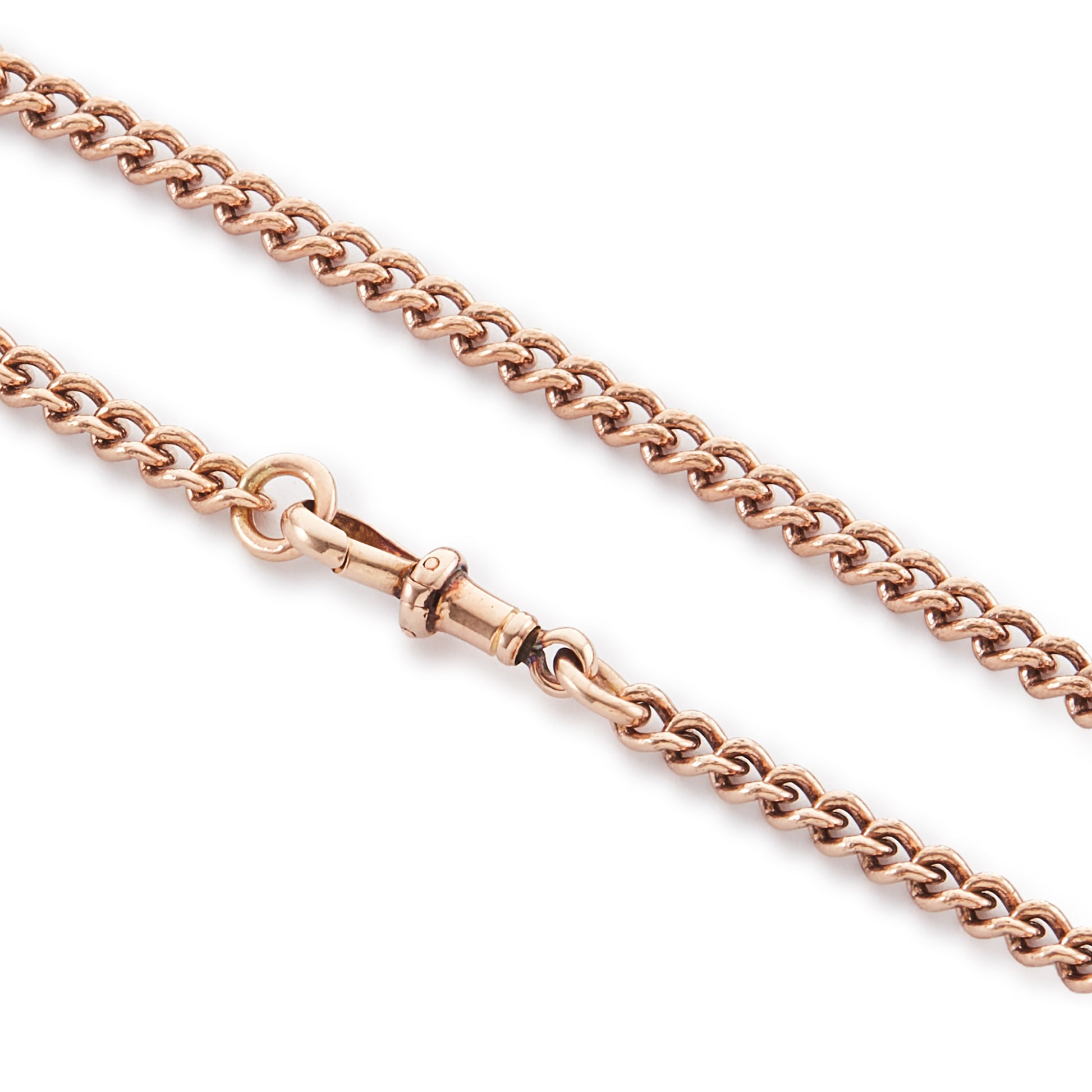 Classic Victorian 9ct rose gold curb link bracelet with a dog clip. The bracelet is quite large, making it ideal for a man or a woman.