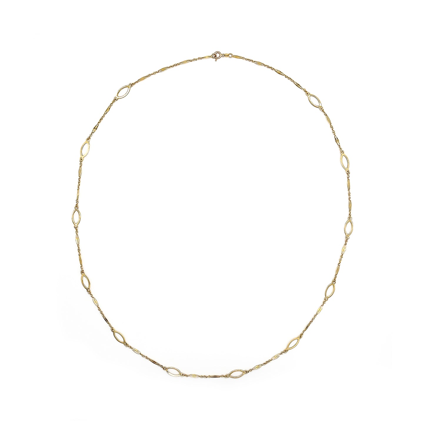 Stylish vintage 14ct yellow gold opera length necklace with fancy links.