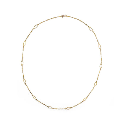 Stylish vintage 14ct yellow gold opera length necklace with fancy links.