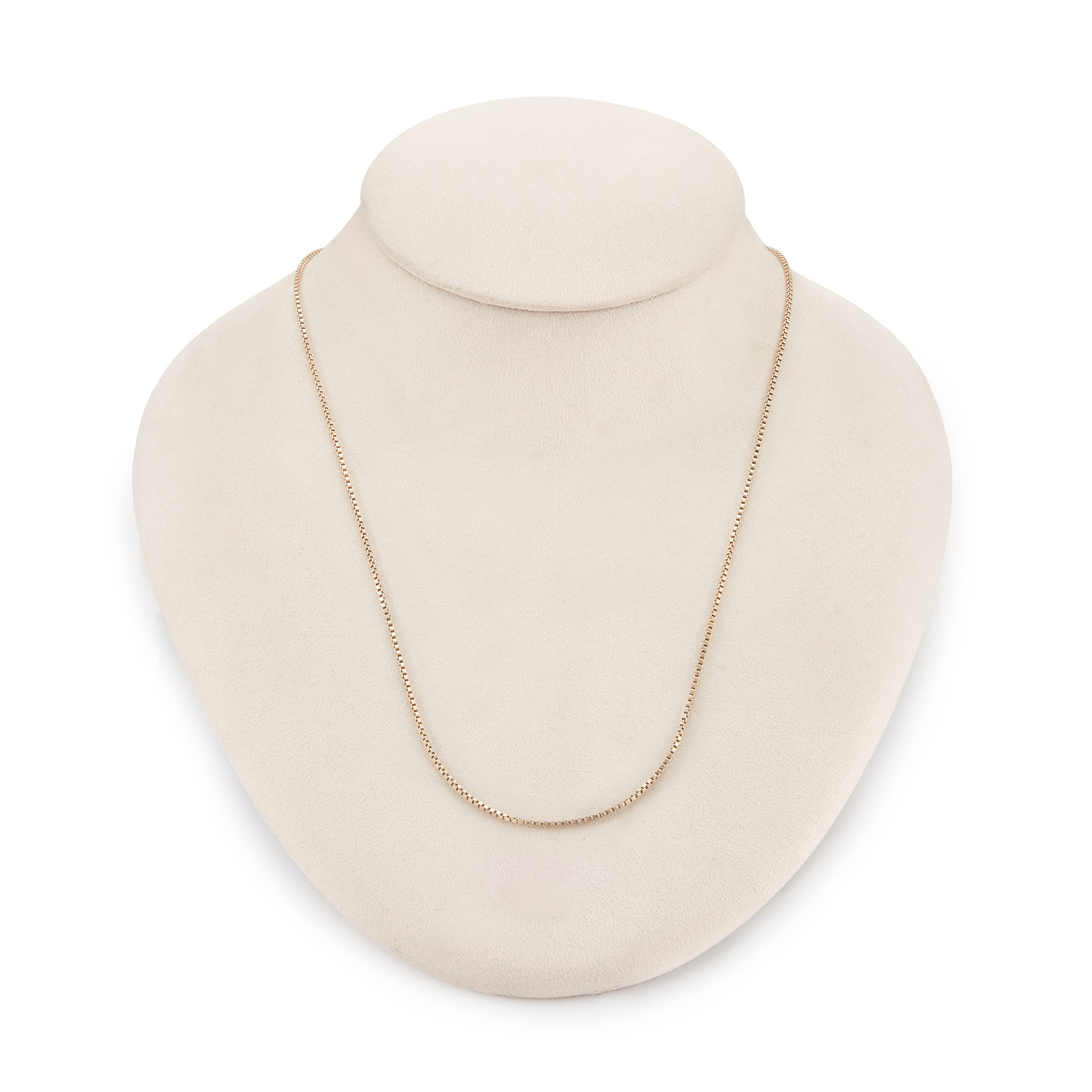 Classic vintage 9ct gold box link chain with a bolt ring clasp.