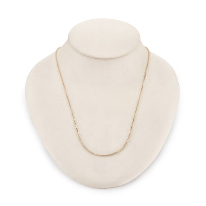 Classic vintage 9ct gold box link chain with a bolt ring clasp.