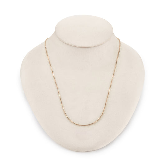 Classic vintage 9ct gold box link chain with a bolt ring clasp.