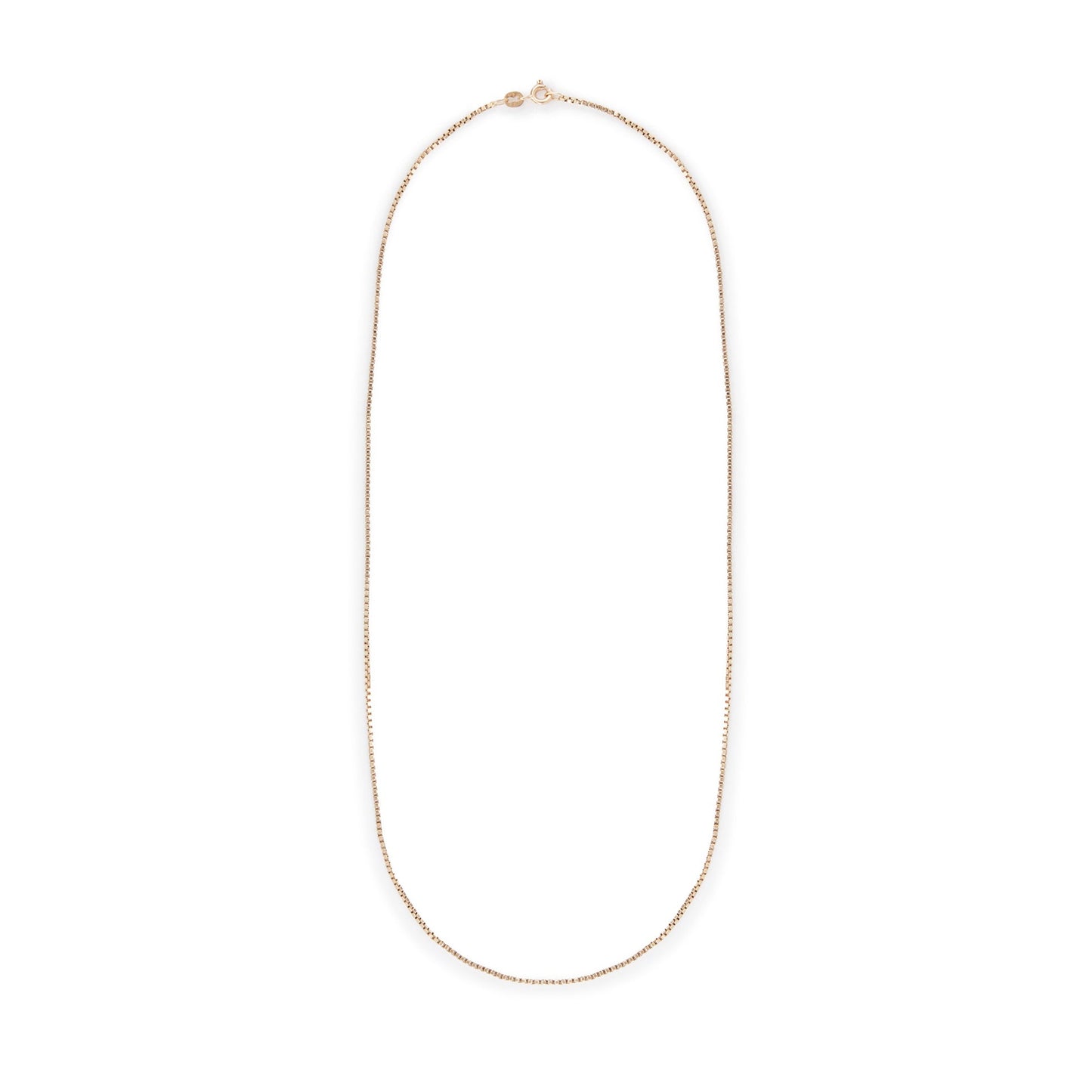 Classic vintage 9ct gold box link chain with a bolt ring clasp.