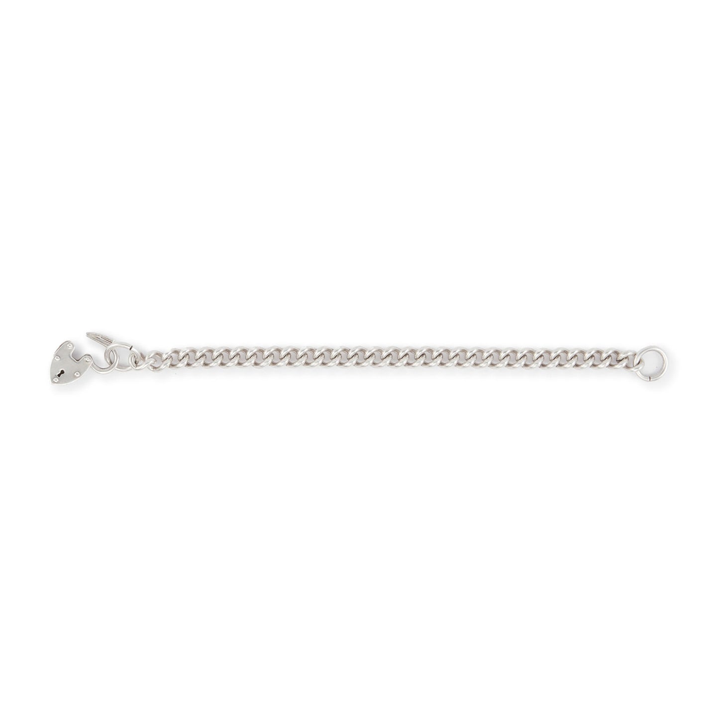 Classic silver curb link bracelet with a chunky padlock. The links are solid.
