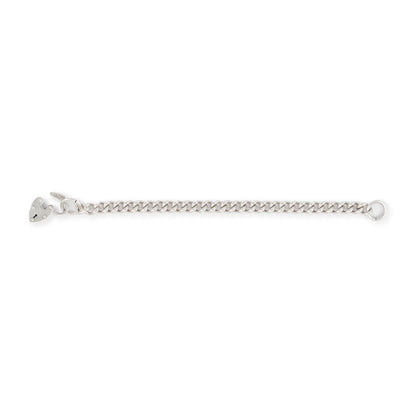 Classic silver curb link bracelet with a chunky padlock. The links are solid.