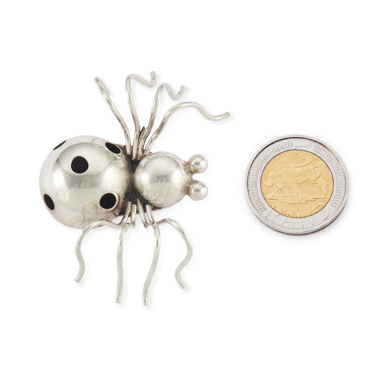 Stunning large vintage Mexican sterling silver three-dimensional spider brooch.