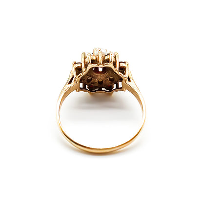 9ct Gold Garnet and Pearl Ring