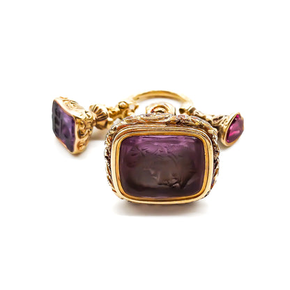 Victorian Amethyst Seals on 9ct Gold Split Ring