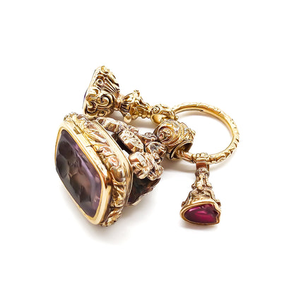 Victorian Amethyst Seals on 9ct Gold Split Ring